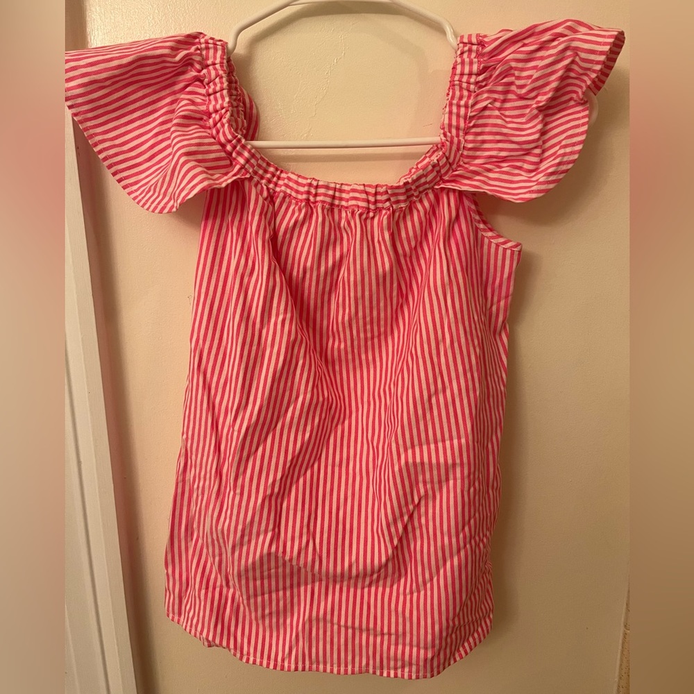 Vineyard Vines pink and white off the shoulder top size XS